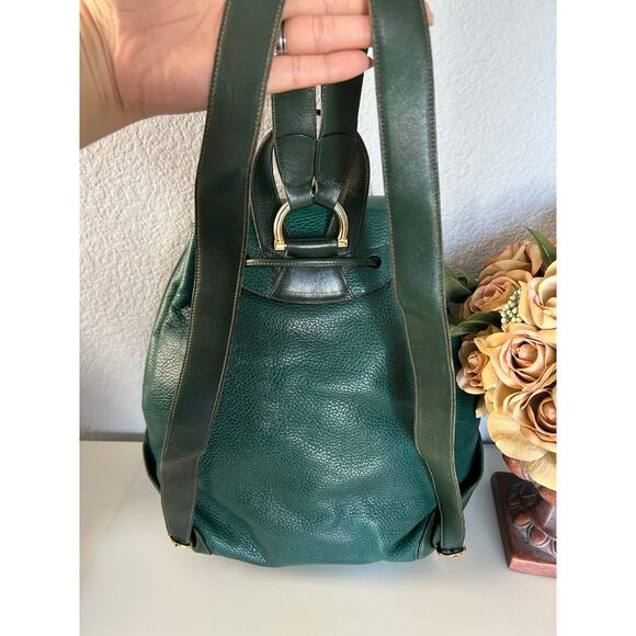 Vintage Mark Cross Rare Large Emerald Green Leather Backpack Italy #132 0700 - Picture 5 of 16
